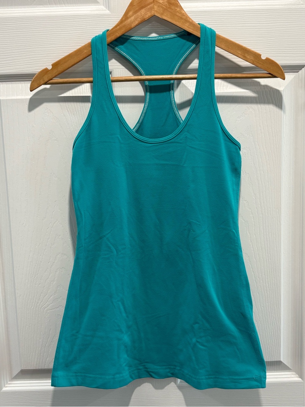 Lululemon Vintage Luon Teal Blue Cool Racerback Tank Silver Logo Y2K, Size 8